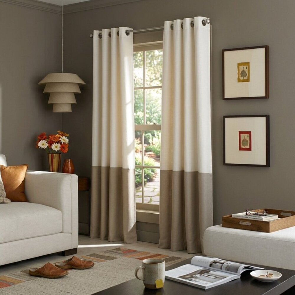 CURTAINWORKS Kendall Color Block Grommet Curtain Panel 52 x 120